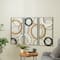 18" x 36" Black Metal Abstract with Brown & White Wooden Accent Home Wall Décor, 3ct.